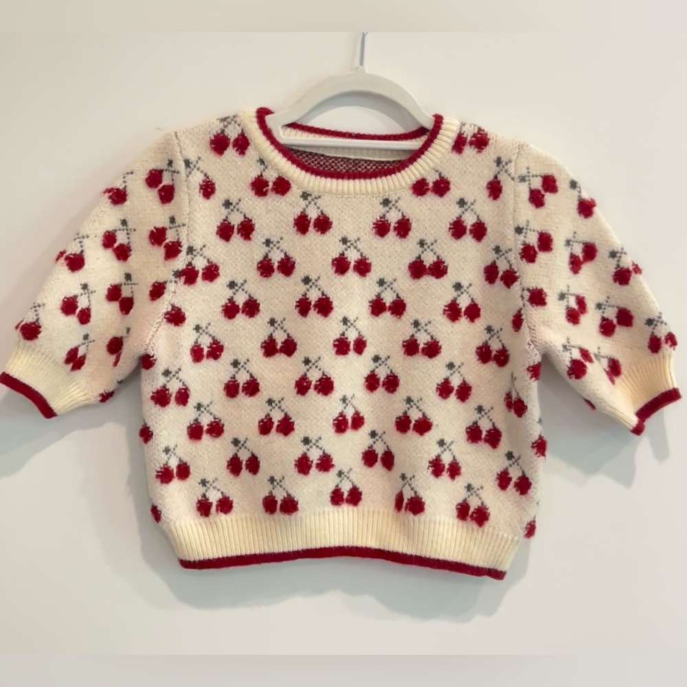 Cider Cherry Pattern Knit Crop Top Size S - Picture 4 of 11